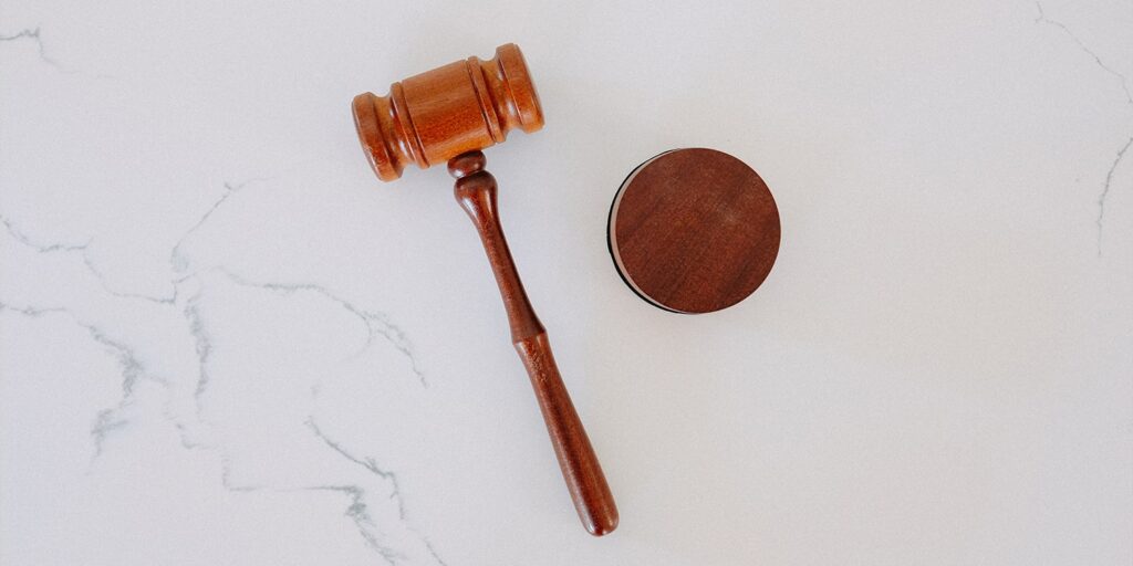 A brown judge’s gavel