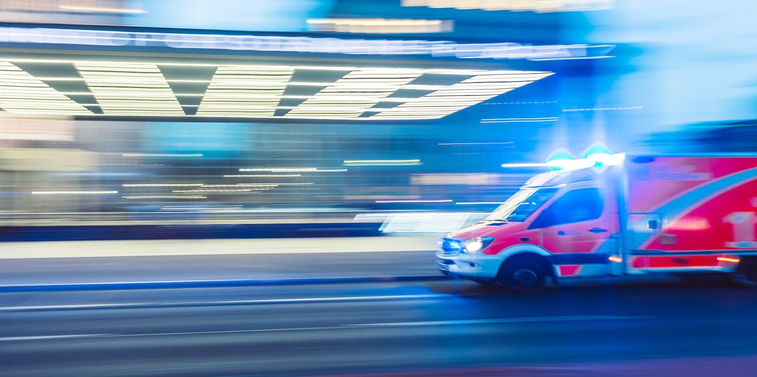 An ambulance car speeding