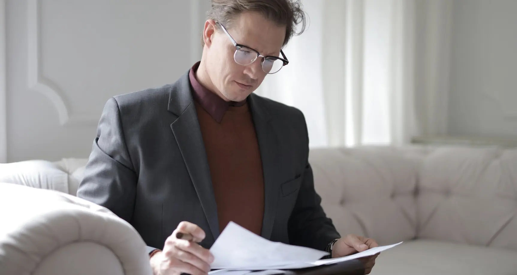 A lawyer checking a document