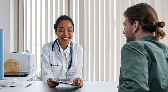 Having a consultation with a doctor